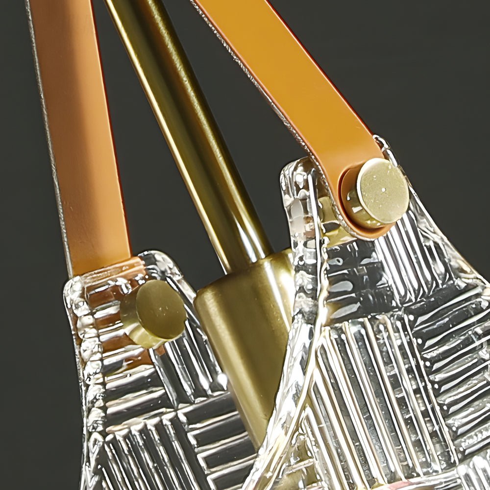 Glass Woven Texture Bag Leather Copper Pendant Lamp