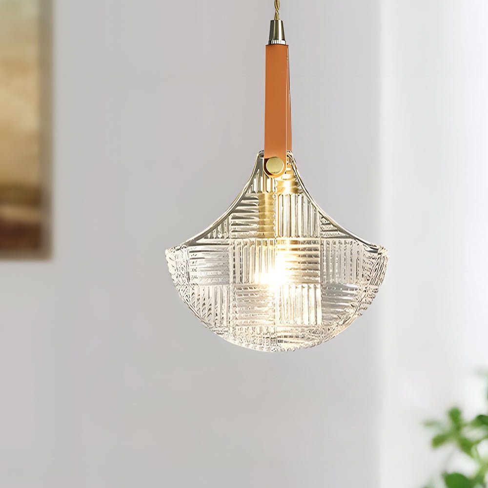 Glass Woven Texture Bag Leather Copper Pendant Lamp