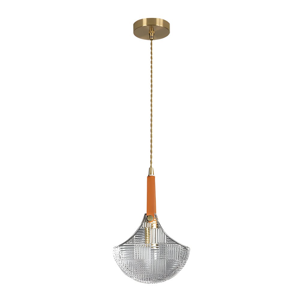 Glass Woven Texture Bag Leather Copper Pendant Lamp