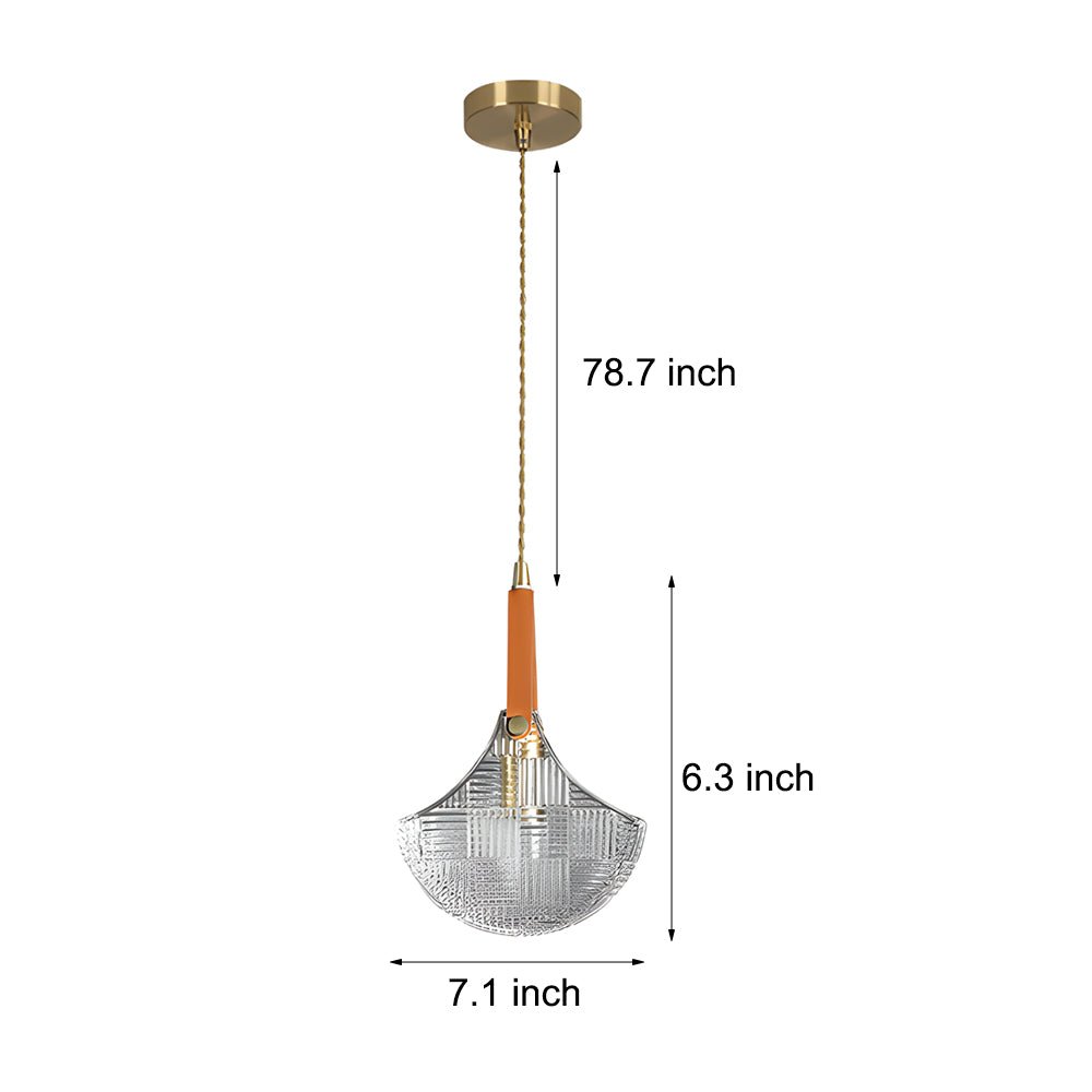 Glass Woven Texture Bag Leather Copper Pendant Lamp