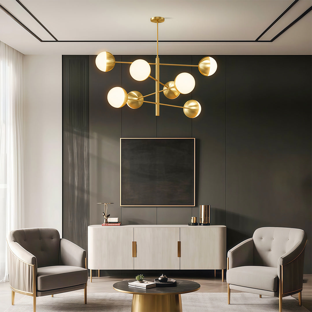 Globe Light Chandelier - Modern Solid Copper Ceiling Fixture