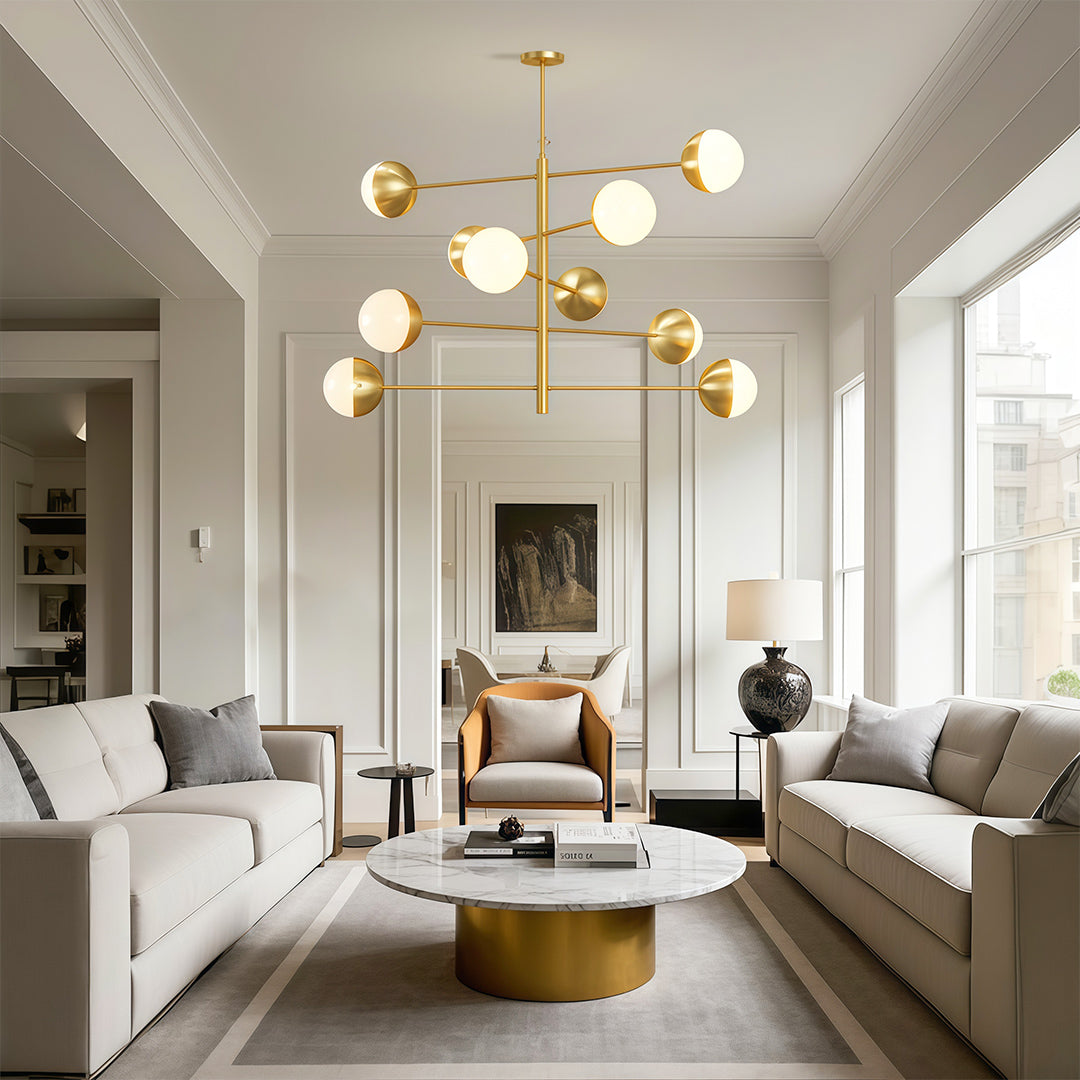 Globe Light Chandelier - Modern Solid Copper Ceiling Fixture
