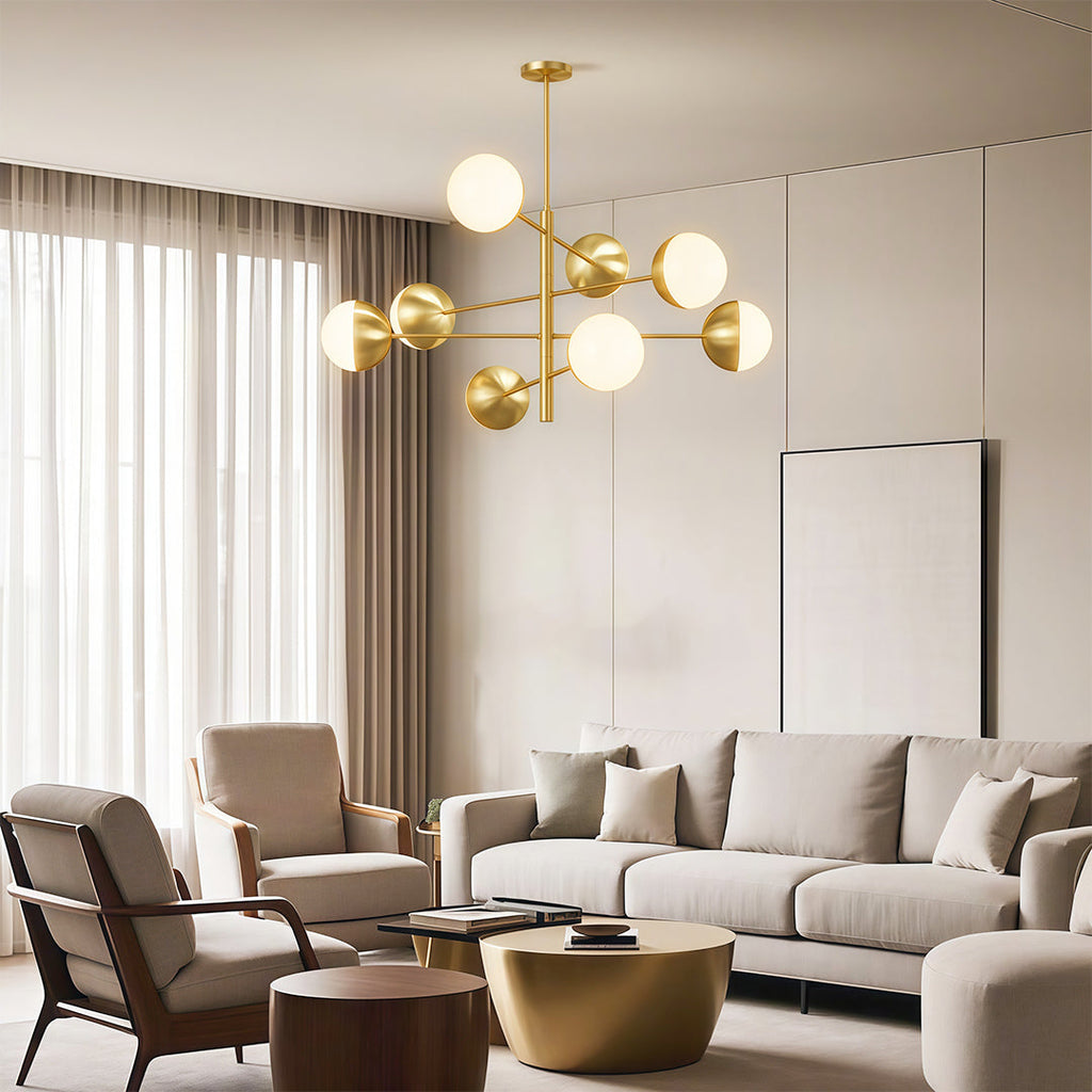 Globe Light Chandelier - Modern Solid Copper Ceiling Fixture