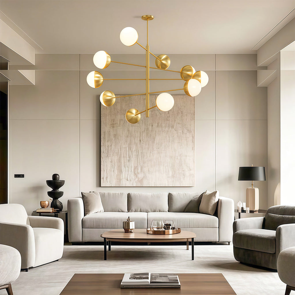 Globe Light Chandelier - Modern Solid Copper Ceiling Fixture