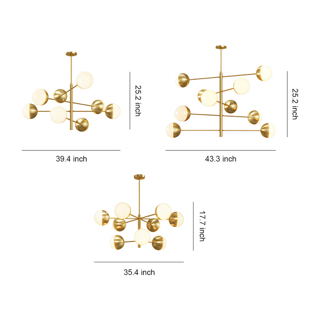 Globe Light Chandelier - Modern Solid Copper Ceiling Fixture