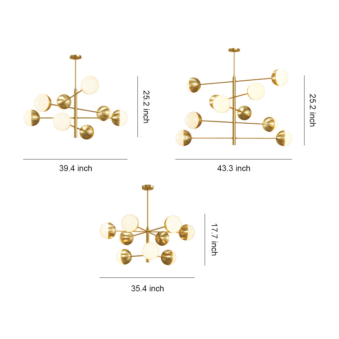 Globe Light Chandelier - Modern Solid Copper Ceiling Fixture