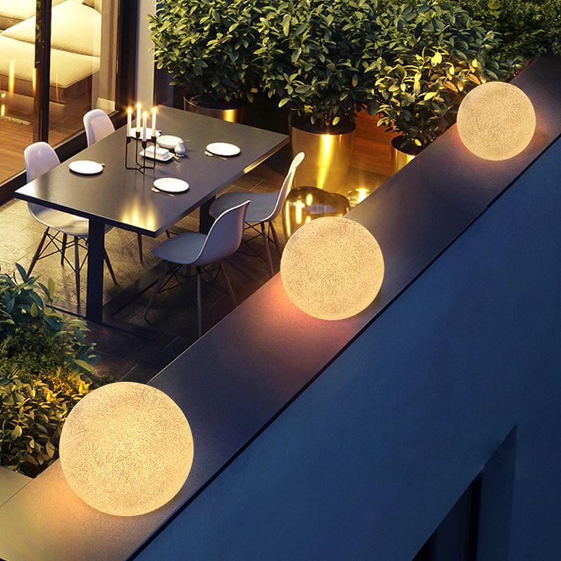 Globe Pillar Lights LED Waterproof Outdoor Lighting White Modern Design