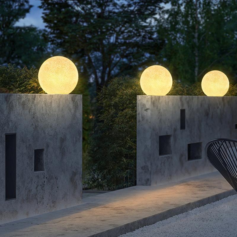 Globe Pillar Lights LED Waterproof Outdoor Lighting White Modern Design