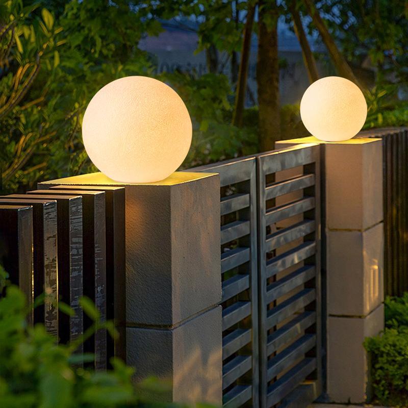 Globe Pillar Lights LED Waterproof Outdoor Lighting White Modern Design