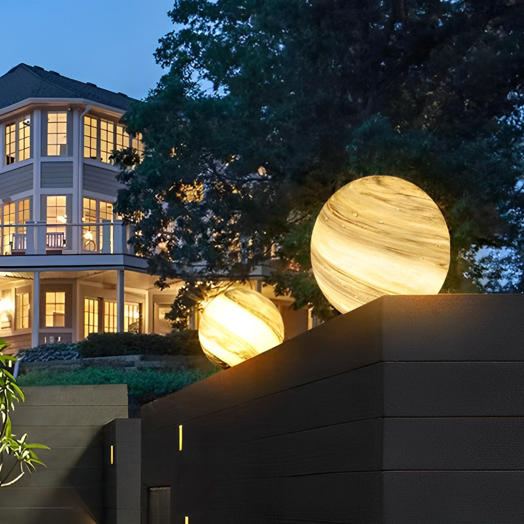 Globe Pillar Light Modern Planetary Design Fence Lamp - Outdoor Decorative Lighting, Garden Luminaire, Solar-Powered, Eco-Friendly, Elegant Illumination for Patios and Walkways