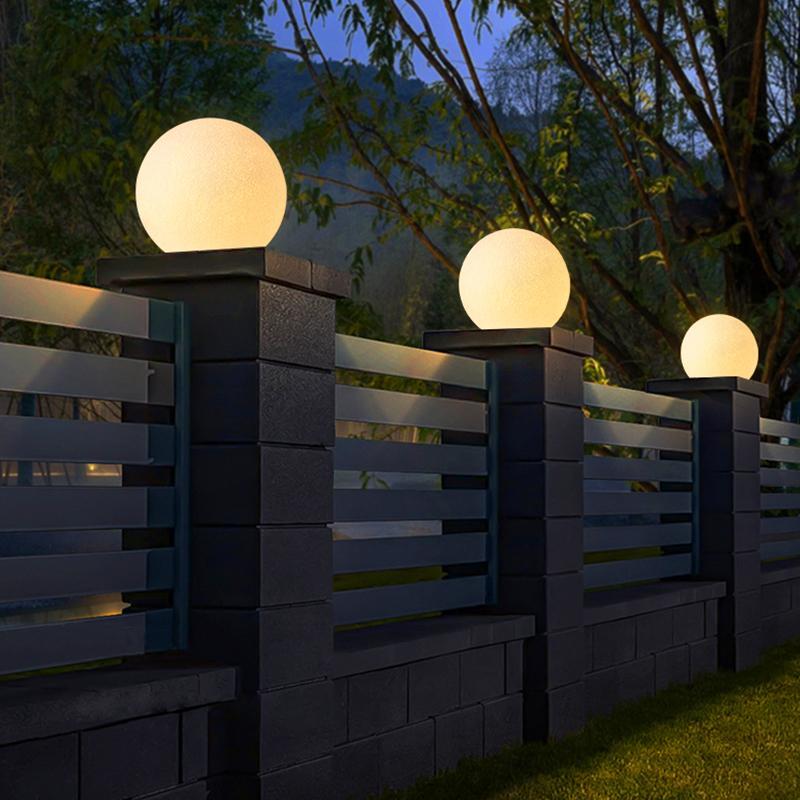 Globe Pillar Lights LED Waterproof Outdoor Lighting White Modern Design