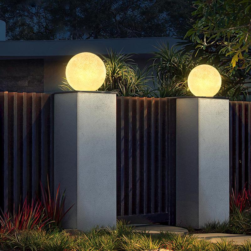 Globe Pillar Lights LED Waterproof Outdoor Lighting White Modern Design
