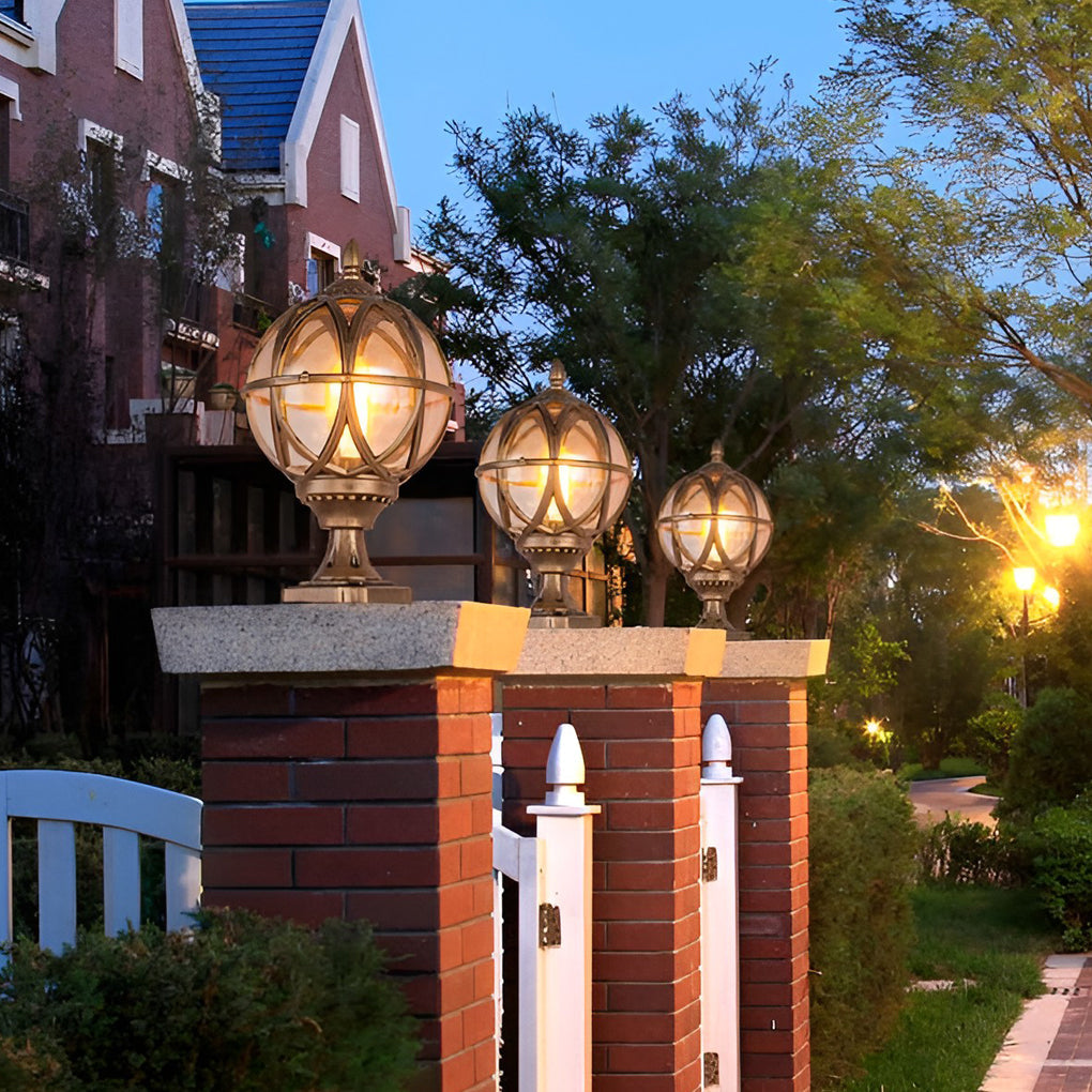 Globe Pillar Lights Outdoor Waterproof European Glass Lamp