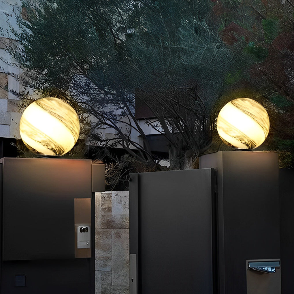 Globe Pillar Light Modern Planetary Design Fence Lamp - Outdoor Decorative Lighting, Garden Luminaire, Solar-Powered, Eco-Friendly, Elegant Illumination for Patios and Walkways