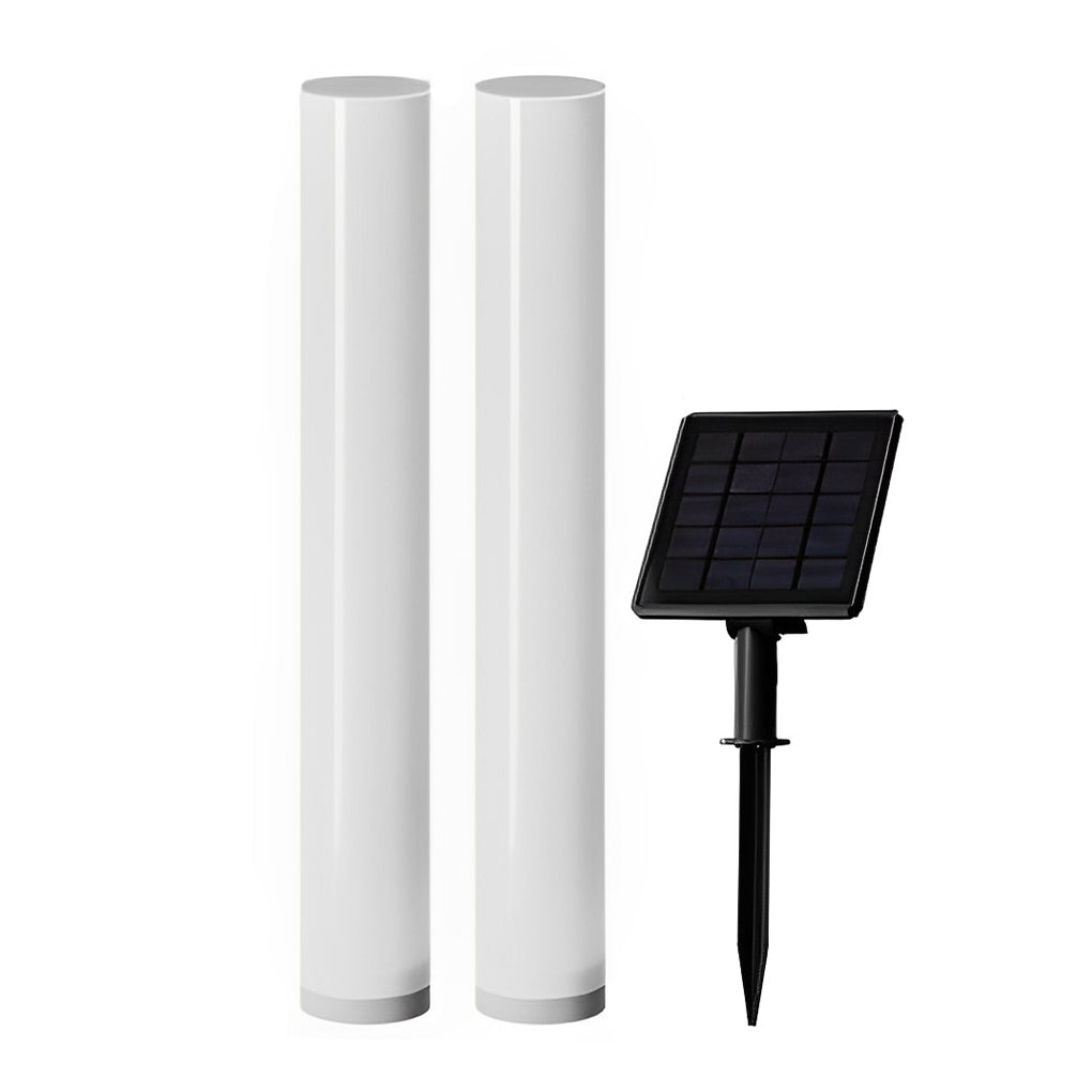 Modern Waterproof Solar Lawn Light - Cylindrical White Lamp Post