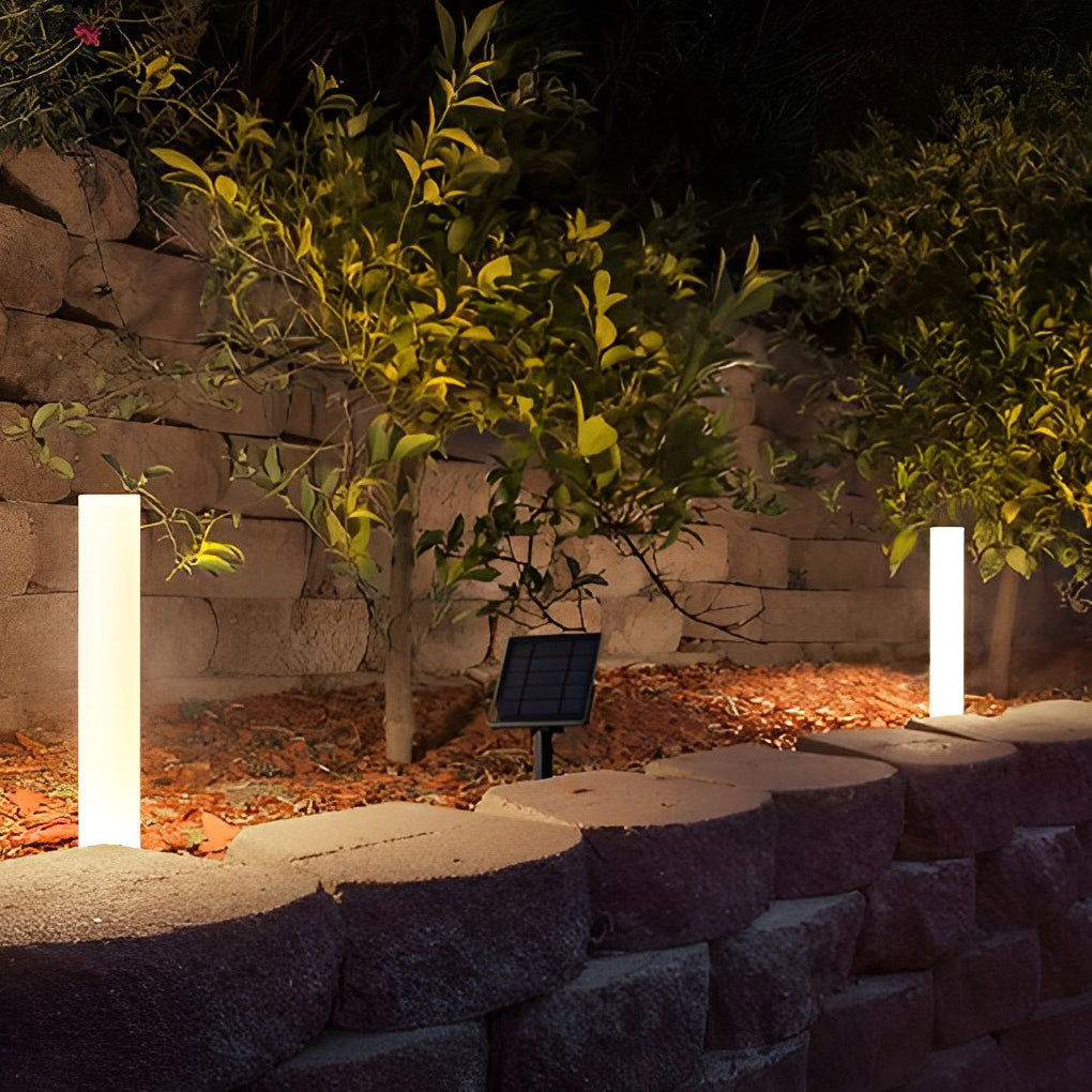 Modern Waterproof Solar Lawn Light - Cylindrical White Lamp Post