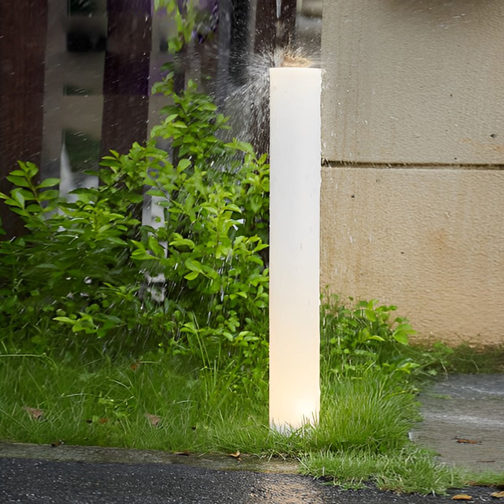 Modern Waterproof Solar Lawn Light - Cylindrical White Lamp Post