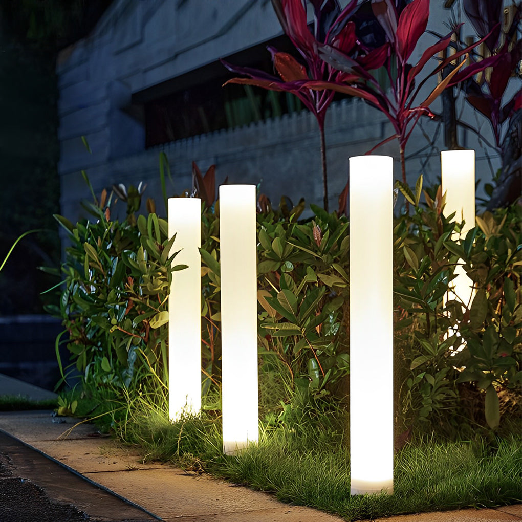 Modern Waterproof Solar Lawn Light - Cylindrical White Lamp Post