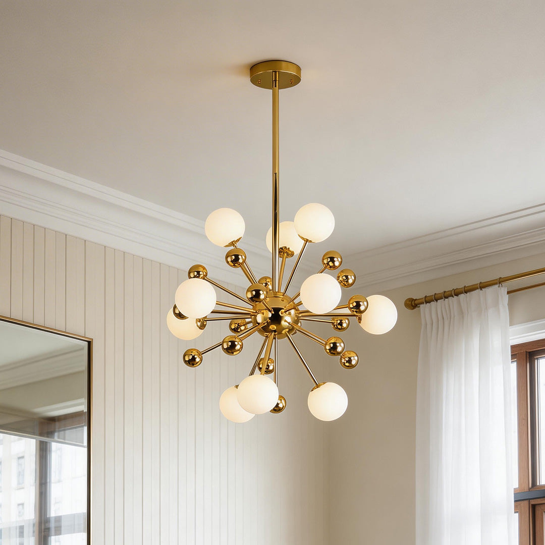 12-Light Sputnik Chandelier - Nordic Gold Iron LED Ceiling Light