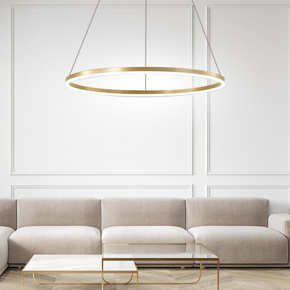 Black LED Ring Chandelier - Modern Aluminum Ceiling Light
