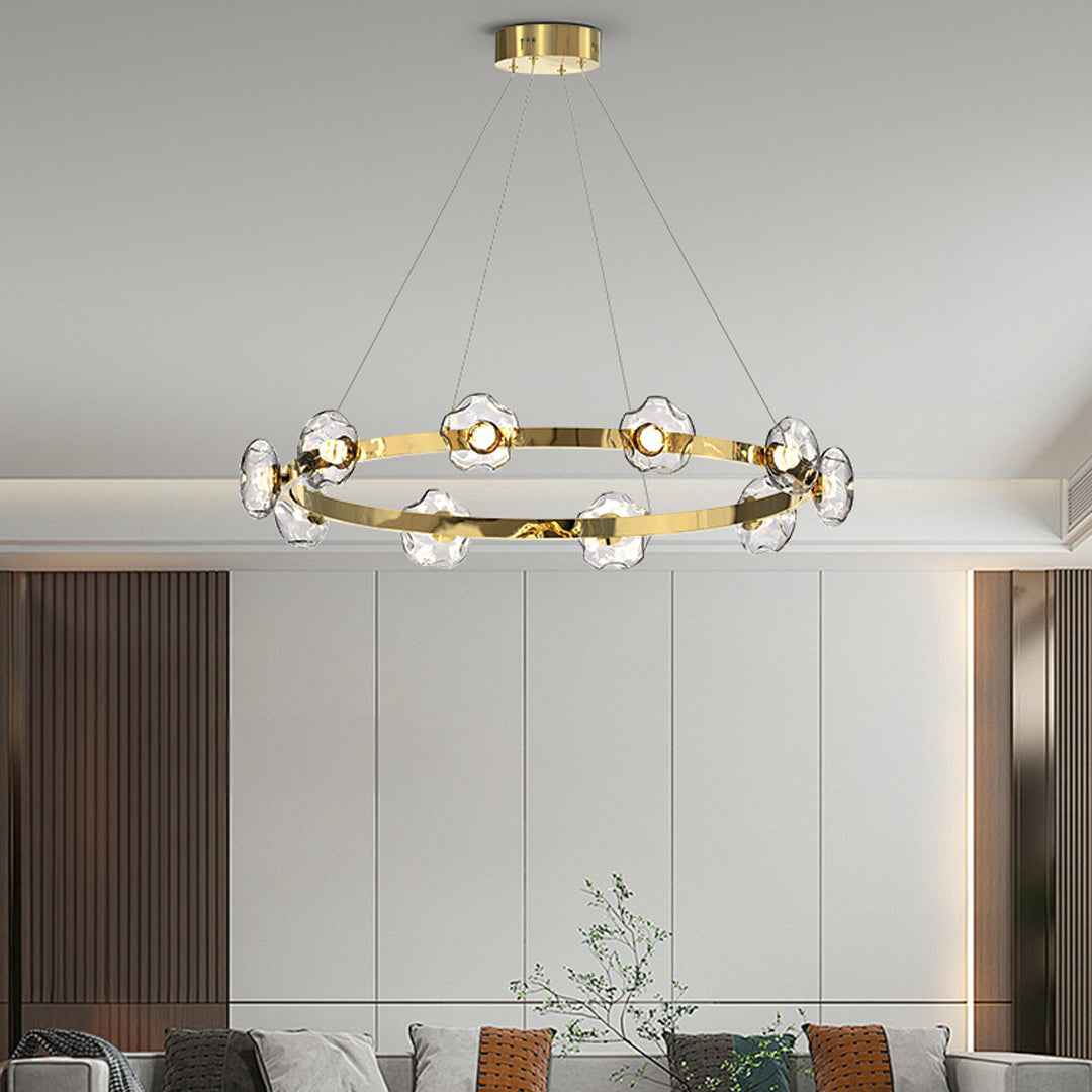 LED Dome Glass Ring Chandelier - Modern Nordic Ceiling Light