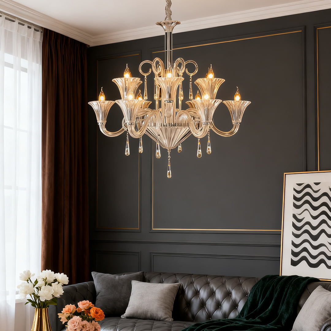 French Elegant Art Glass Chandelier | Luxury Ceiling Light Fixtures