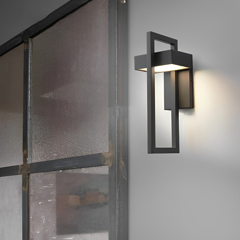 Black Outdoor Wall Sconce LED Modern Rectangular Light