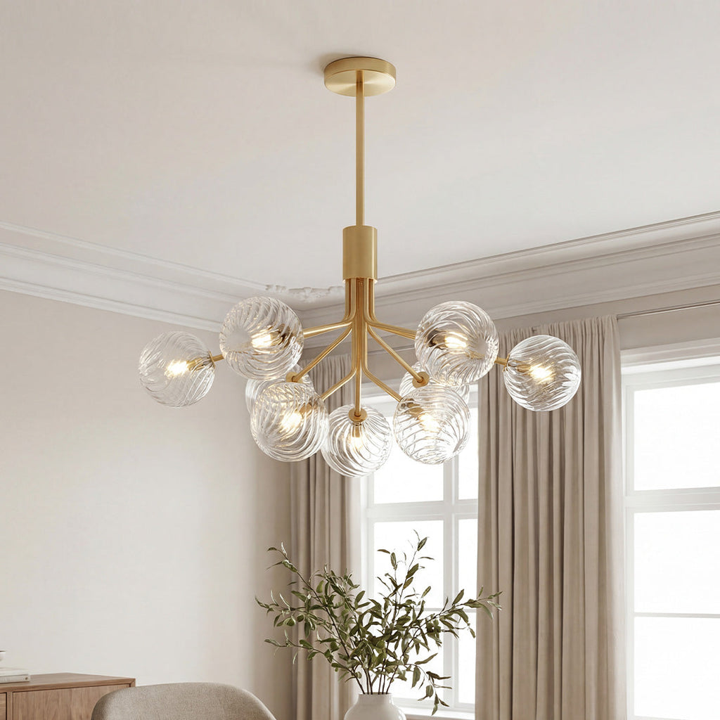 Luxury Copper Glass Ball Chandelier Modern Ceiling Light
