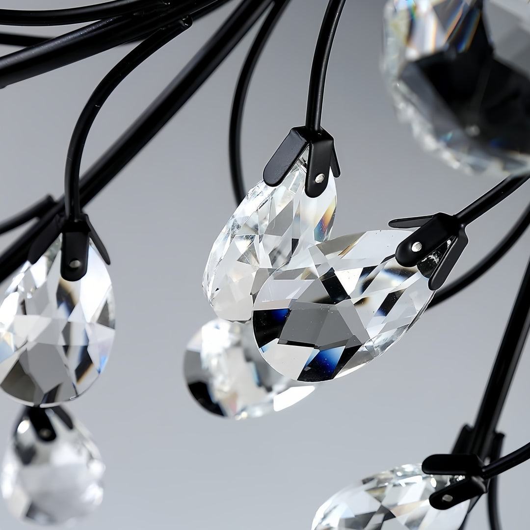 Brass Branch Chandelier - Modern Crystal Leaf Ceiling Light