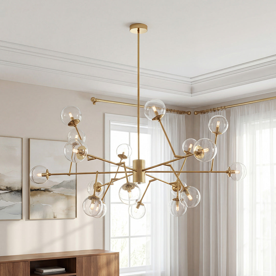 Bubble Sputnik Chandelier with Clear Glass Globes Ceiling Light