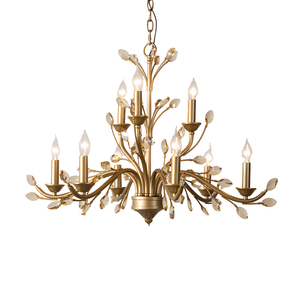 Gold Chandelier Crystal Ceiling Light - Elegant Branch Design