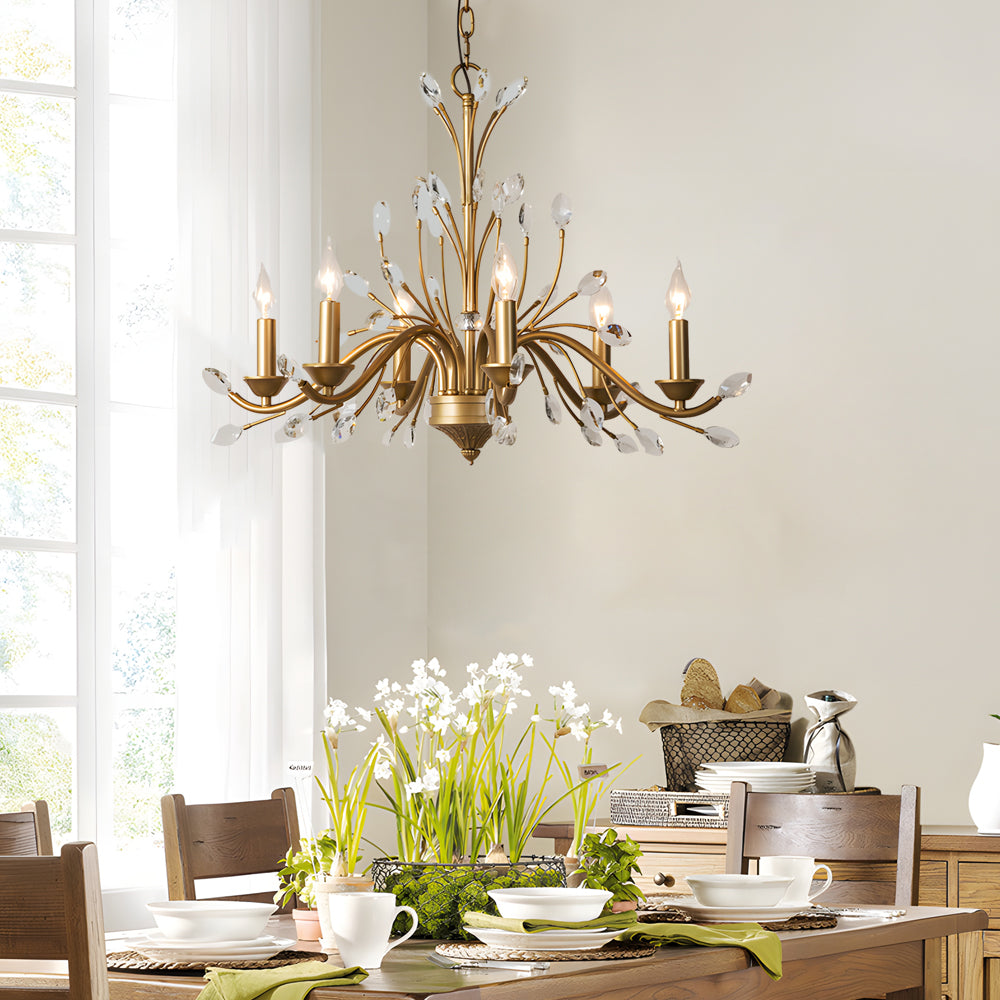 Gold Chandelier Crystal Ceiling Light - Elegant Branch Design