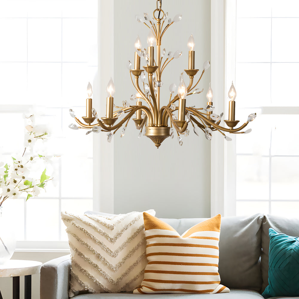 Gold Chandelier Crystal Ceiling Light - Elegant Branch Design