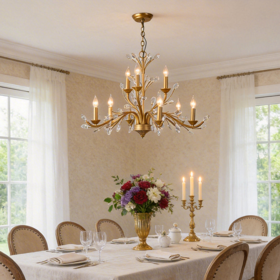 Gold Chandelier Crystal Ceiling Light - Elegant Branch Design