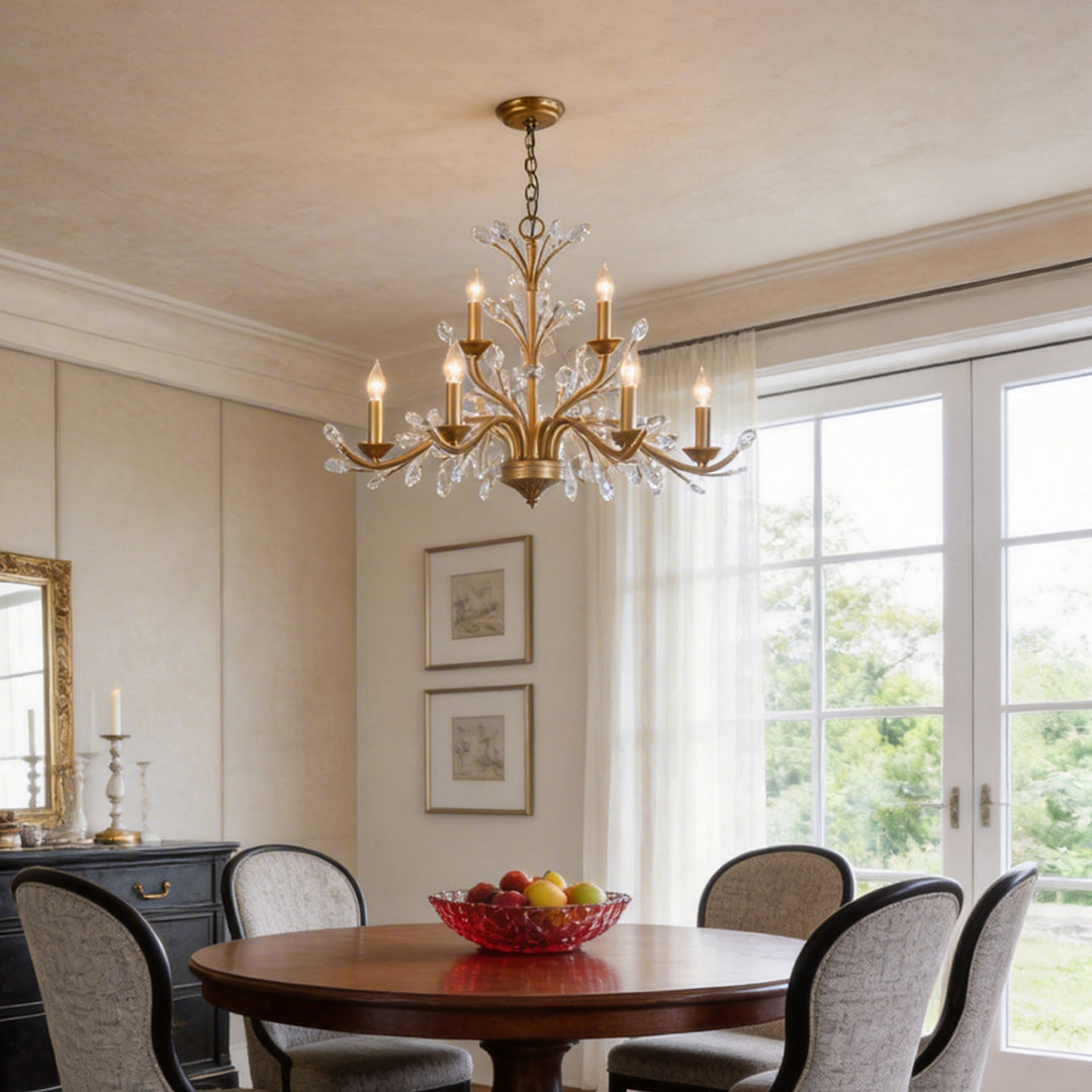Gold Chandelier Crystal Ceiling Light - Elegant Branch Design