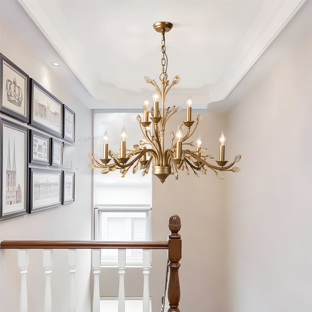 Gold Chandelier Crystal Ceiling Light - Elegant Branch Design