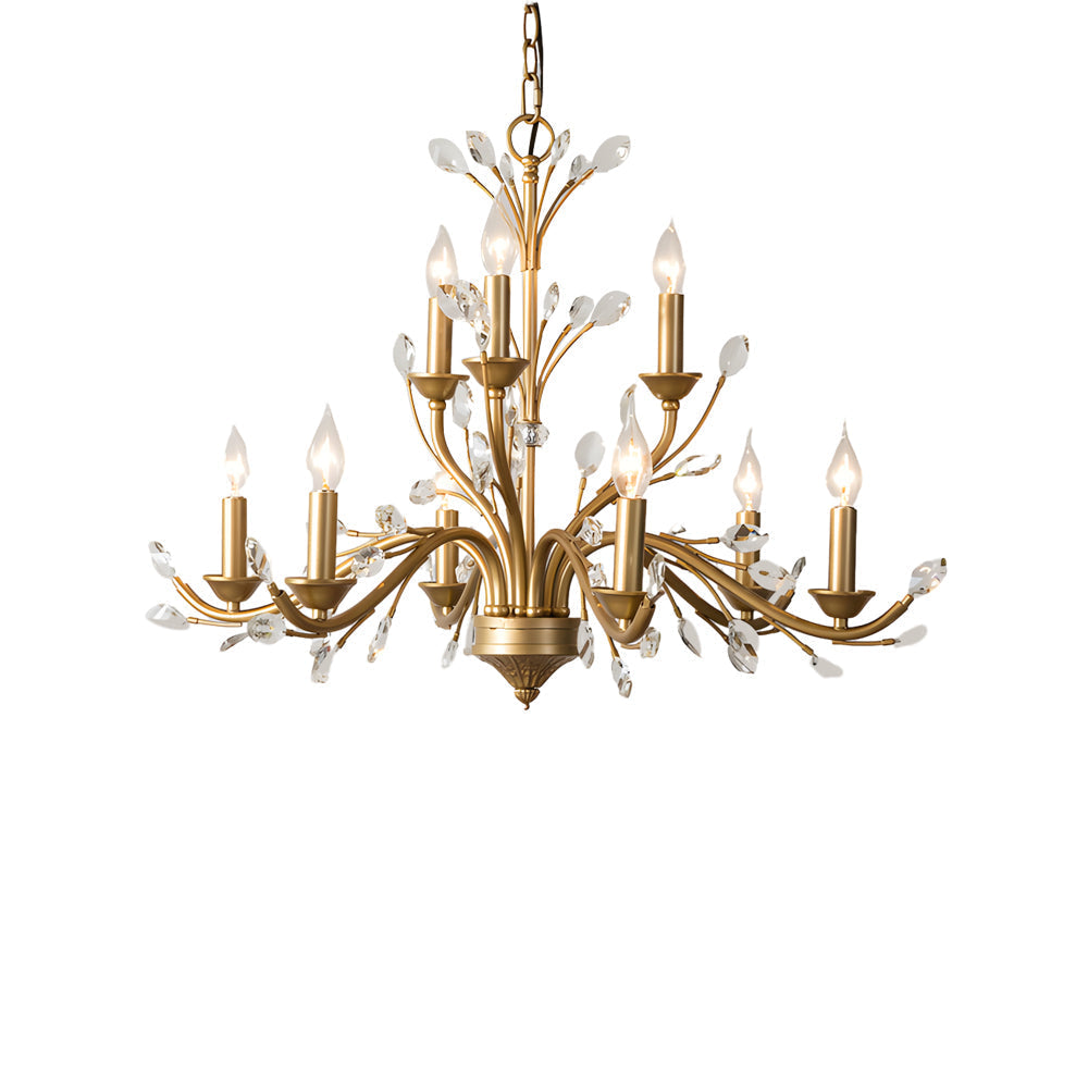 Gold Chandelier Crystal Ceiling Light - Elegant Branch Design