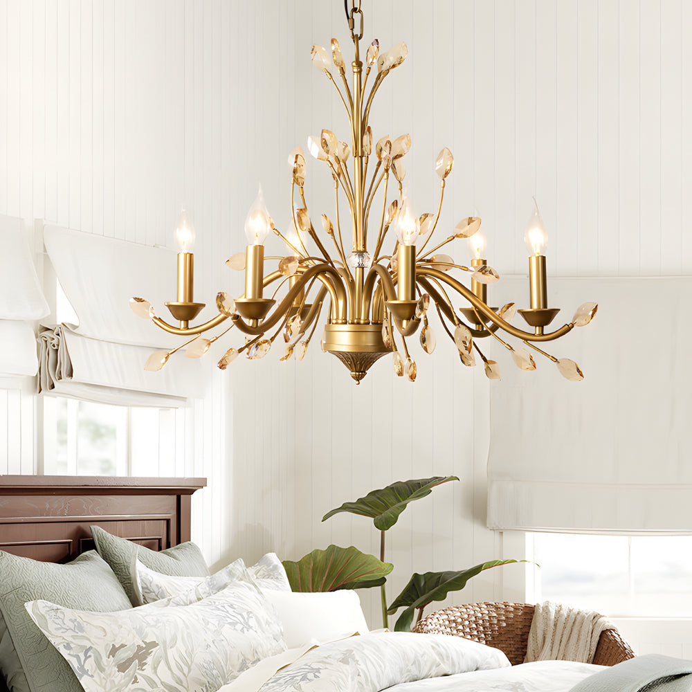Gold Chandelier Crystal Ceiling Light - Elegant Branch Design
