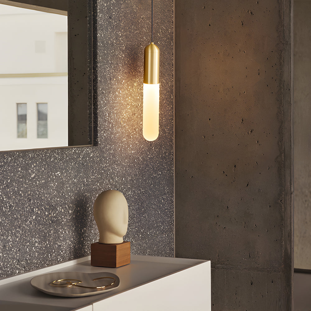 Long Copper Acrylic Dimming Pendant Light - Modern 3 Step Hanging Lamp