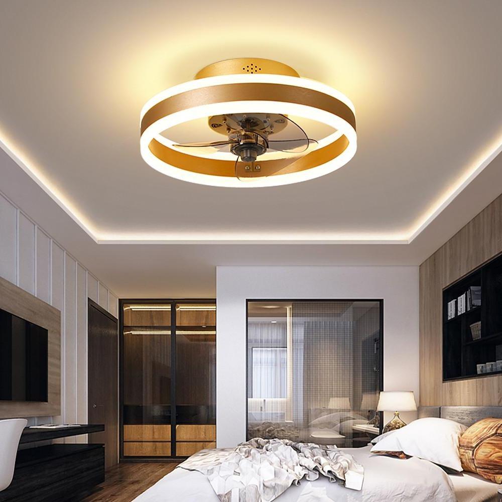 Gold Ceiling Fan with Dimmable LED Light - Modern Design, Energy Efficient, Home Decor