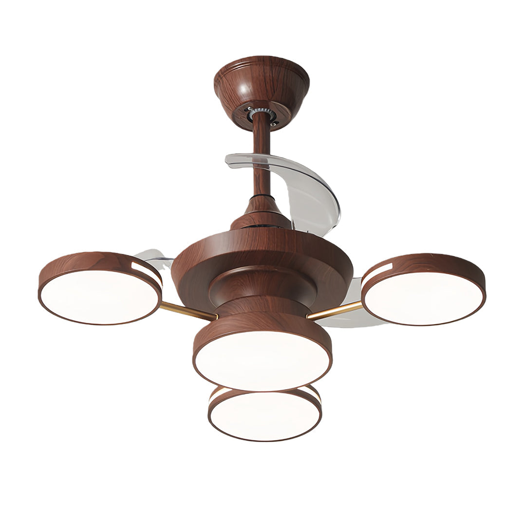 French Vintage Iron 3-Blade Ceiling Fan with 4 Lights - Elegant Art Deco Design