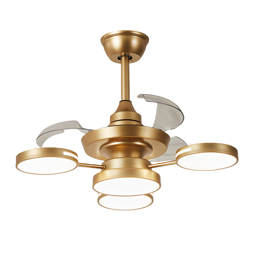 French Vintage Iron 3-Blade Ceiling Fan with Four Lights