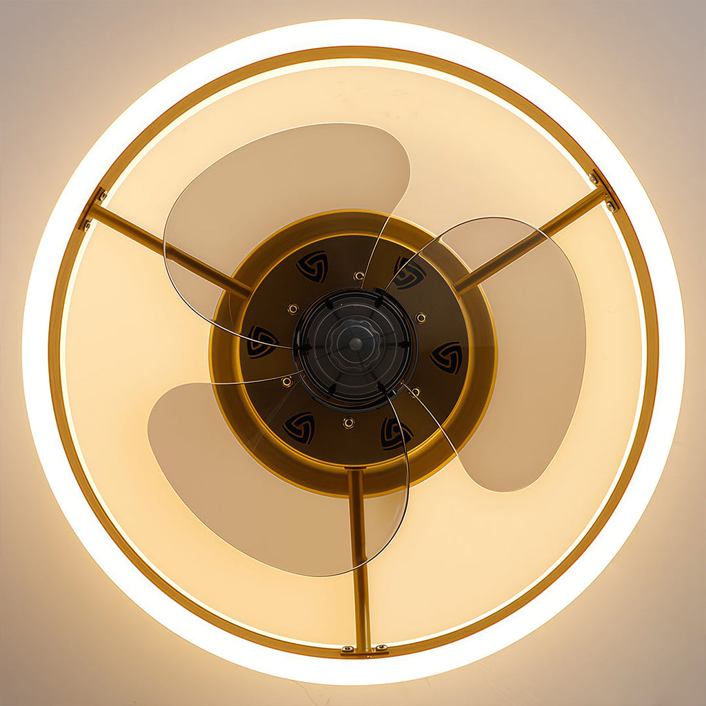 Gold Ceiling Fan with Dimmable LED Light - Modern Design, Energy Efficient, Home Decor