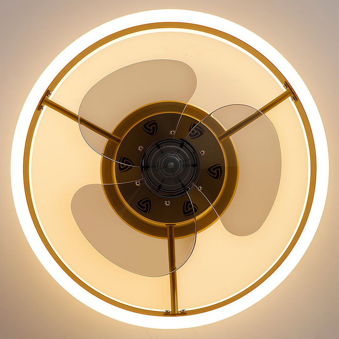 Gold Ceiling Fan with Dimmable LED Light - Modern Design, Energy Efficient, Home Decor