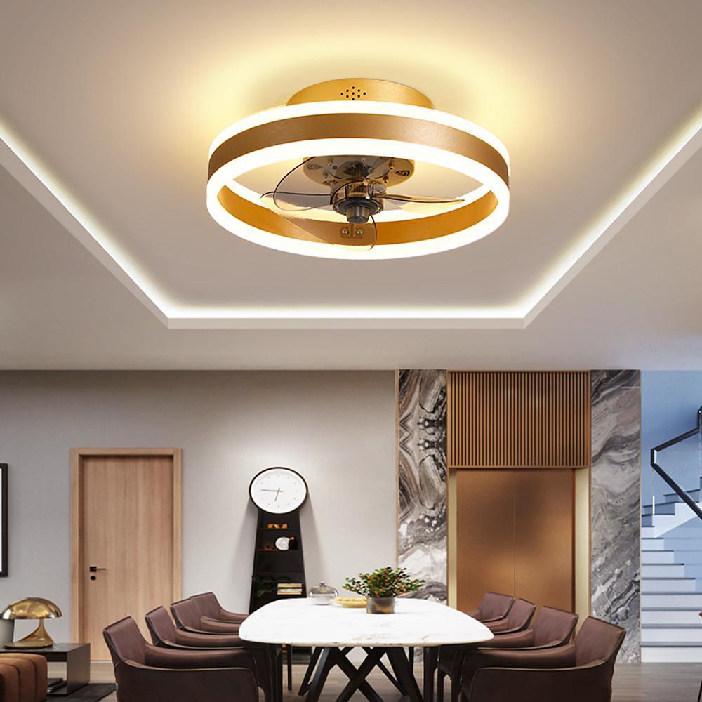 Gold Ceiling Fan with Dimmable LED Light - Modern Design, Energy Efficient, Home Decor