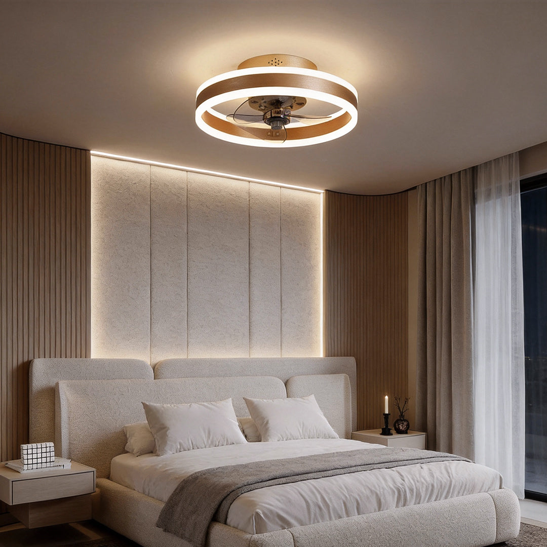Gold Ceiling Fan with Dimmable LED Light - Modern Design, Energy Efficient, Home Decor
