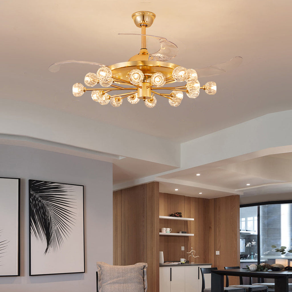 Nordic Crystal Invisible Ceiling Fan with Multiple Lights