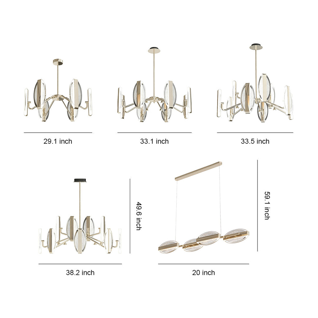 Gold Chandelier Modern Acrylic Ceiling Light - Minimalist Design