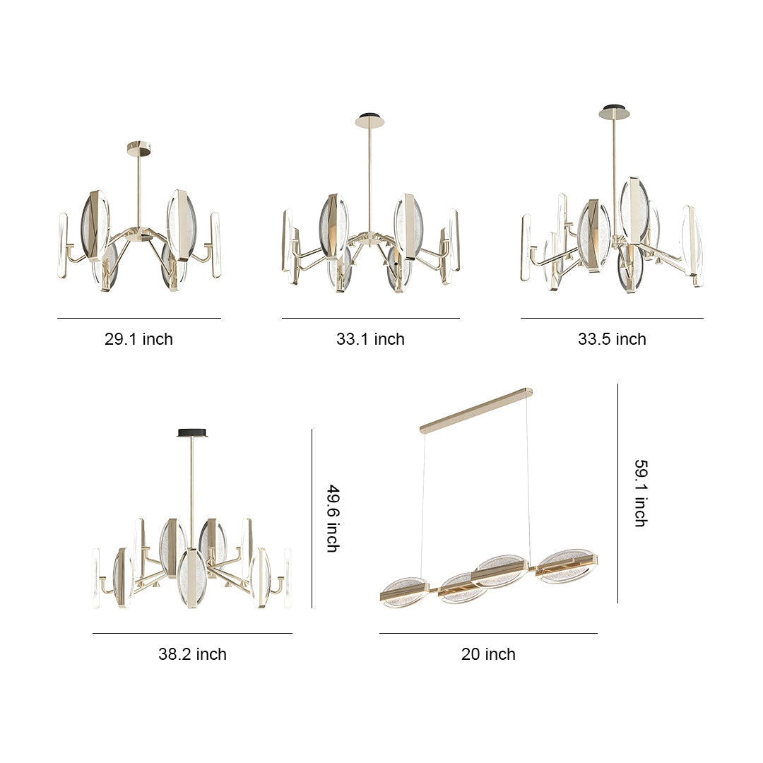 Gold Chandelier Modern Acrylic Ceiling Light - Minimalist Design