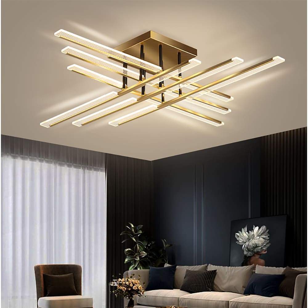 Gold Cross Ceiling Light - Exquisite Metal LED Flat Light